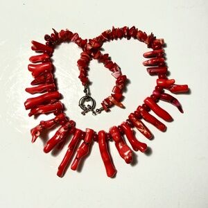 LARGE RED BRANCH CORAL NECKLACE WITH TOGGLE CLASP